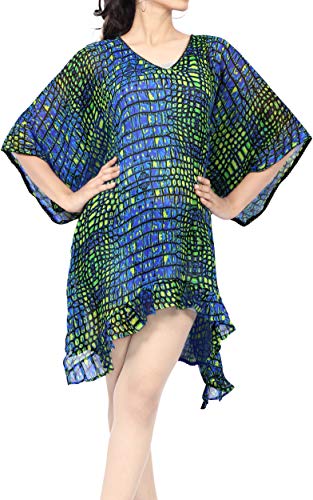 Preisvergleich Produktbild LA LEELA superleichten Bikinifrauen blau verschleiern Tunika Lounge Grundkleidbadebekleidung Resort tragen Schiere Chiffon 5 Unzen Spiegel Kunst Krause Badeanzug hawaiische 4 in 1 Strand Kaftan