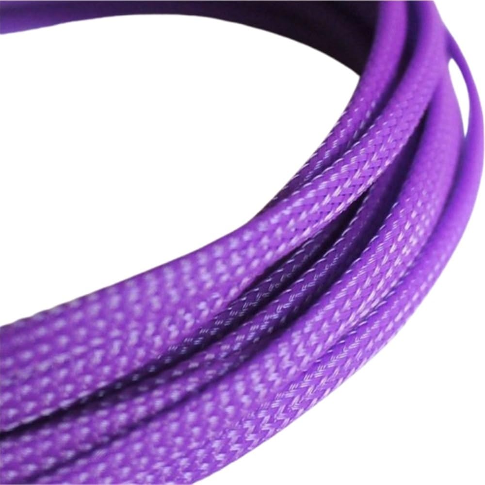 LOMNCHSG Wire Insulation Braid Fire Sleeve, PET Flat Expandable Braided Sleeving, Multicolor, Multiple Sizes(Purple,6MMx10M)
