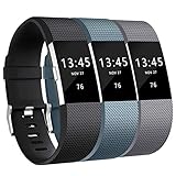 Bands for Fitbit Charge 2, GEAK Replacement Band, Large,Black, Slate Blue and Gray