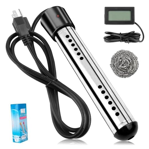 Immersion Water Heater, 2000W Portable Bucket Water Heater with LCD Thermometer, Stainless Steel Guard Submersible Water Heater, Heat 5 Gallons of Water in Minutes for Bathtub