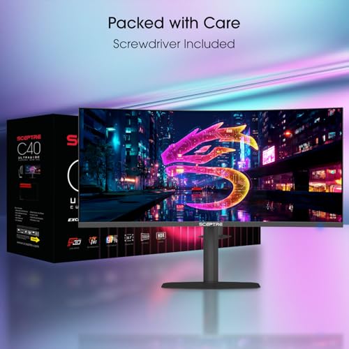Image of New! Sceptre Curved 39.7-inch 5K2K 5120 x 2160 UHD+ Prime Gaming Monitor up to 180Hz 1000R 1ms DisplayPort X2 HDMI X2 Build-in Speakers, Height Adjustable Machine Black 2027 (C415B-UUS360 Series)