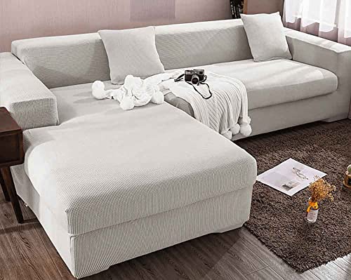 Housse de canapé extensible antidérapante blanche élasthanne