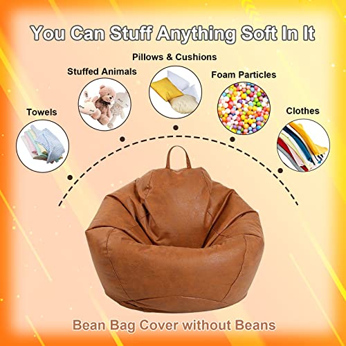 Bean Bag Sofa Cover (No Filler), Living Room Furniture Pu Leather Washable Micro-Fiber Adult Beanbag Chair Outside Cover, Home Leisure Single Couch Bedroom Lazy Lounger Cover (Medium) #TOP5