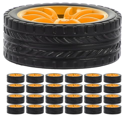 TOBBOMEY Ruedas De Coche De Juguete De Goma De 30 Mm para Niños, Accesorios De Bricolaje Eje De 2 Mm para Proyectos Científicos y Manualidades, Paquete De 25 Piezas