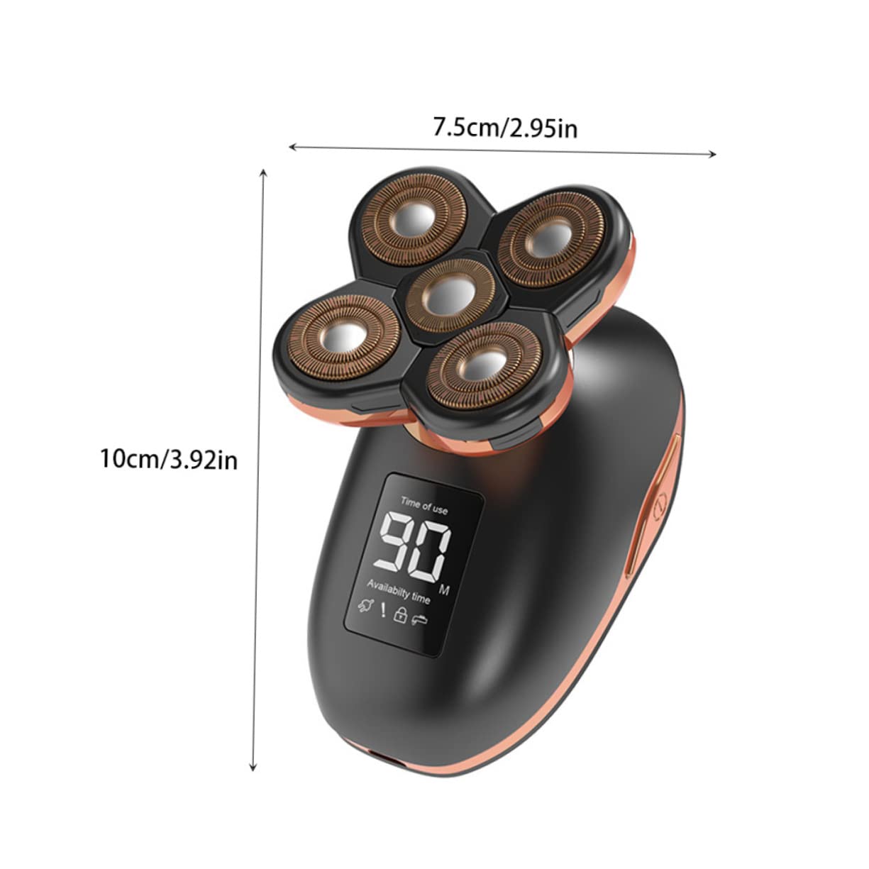 Rasoio a Cinque Testine Display Lcd e Ricarica USB Nero | Abs, Impugnatura Comoda, Lavabile, Rasatura Uniforme e Pratica da Riporre