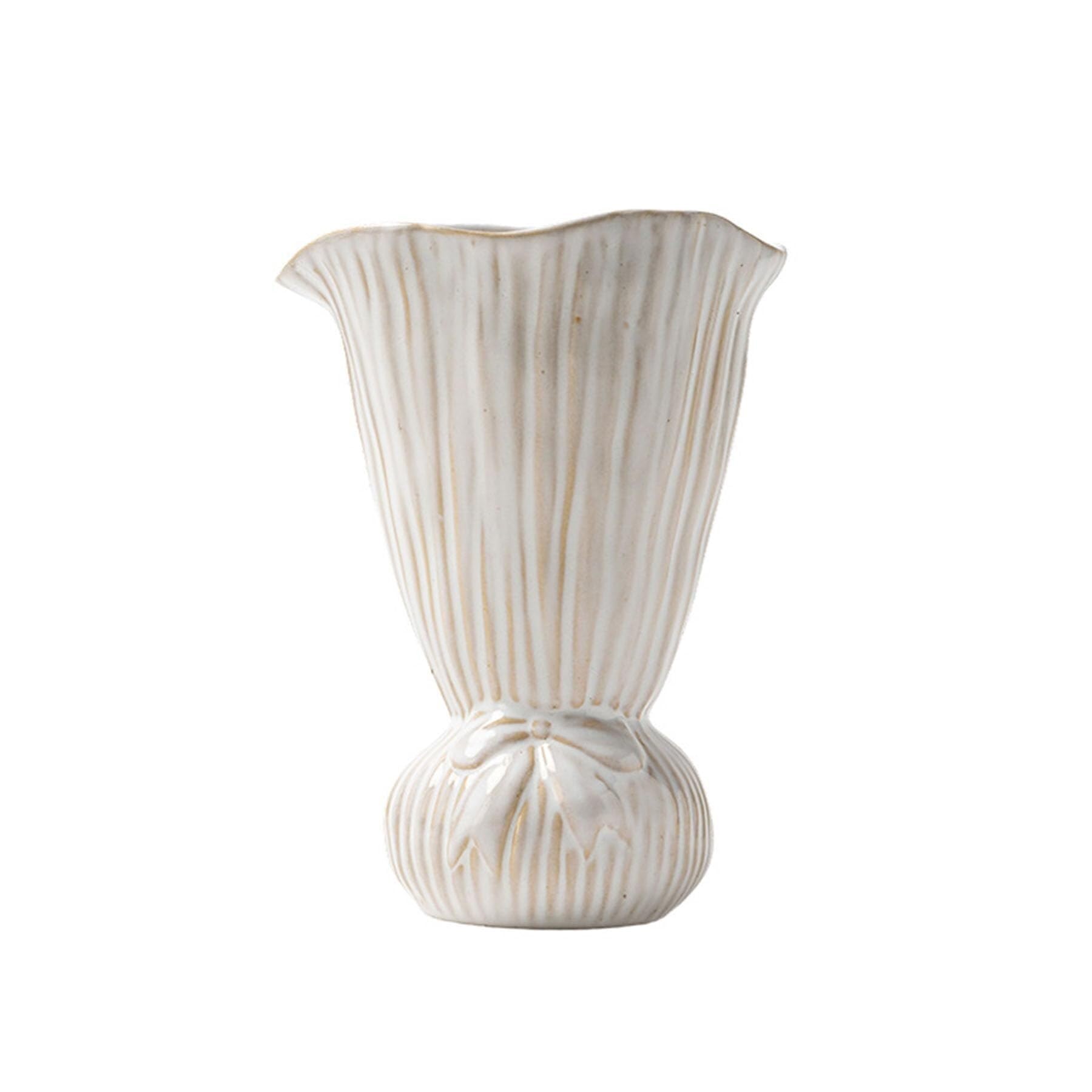 Unico Vaso in ceramica fatto a mano for la decorazione domestica in stile Wabi-sabi a strisce con design a bocca svasata Arredamento estetico per la stanza