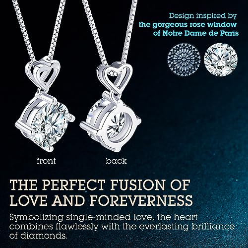 Heart Pendant Necklace Gifts for Wife, 1-6 Carat Moissanite Women's Pendant Necklace, Wedding Anniversary Eternity Jewelry Present for Wife, Birthday Gifts for Her4