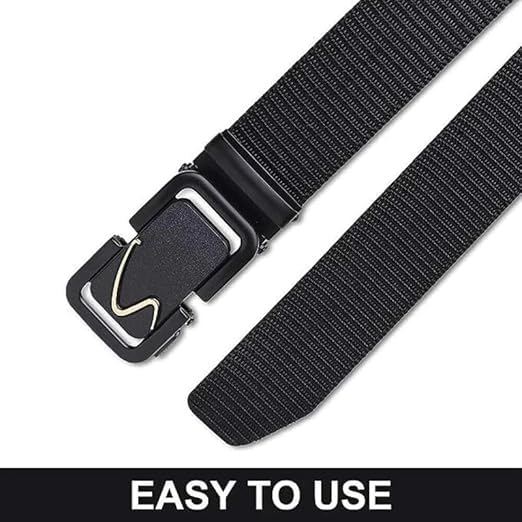 Image of Men AdjustableSynthetic Belt with Automatic Buckle Durable Casual Formal Daily Use Design black