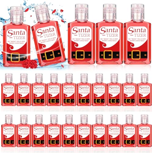 Oudain 50 Pcs Christmas Santa Mini Hand Sanitizer Bulk Christmas Gift Favors Small Hand Sanitizer for Guest 1fl oz Travel Size Hand Soap Gift for Christmas Xms Party Supplies