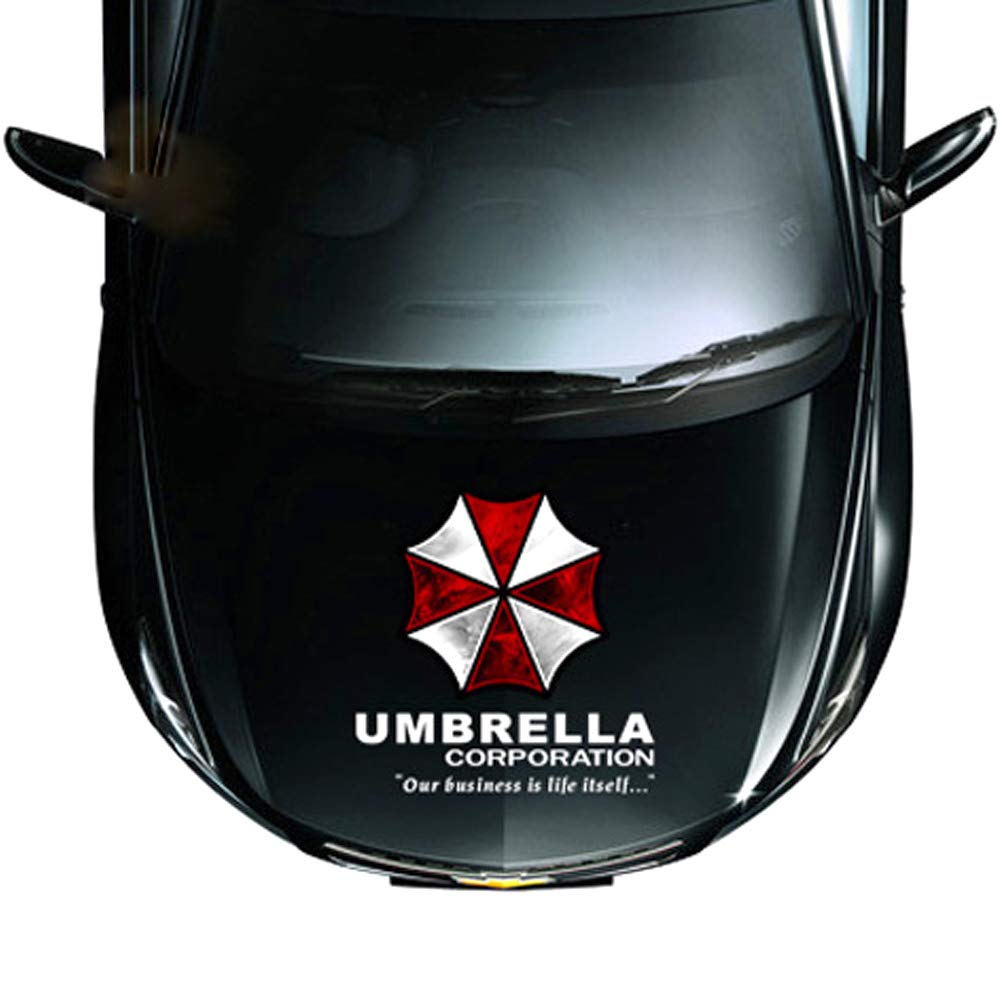 YSpring Resident Evil Car Front Cover Decal Umbrella Corporation Logo Sticker Auto Body Vinyl Sticker for Vehicles (Style K - White fonts-1pcs-19.7in)