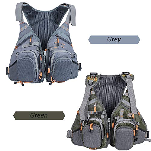 Laurio Colete e mochila 3 em 1 malha de pesca com mosca respirável colete salva-vidas de segurança p