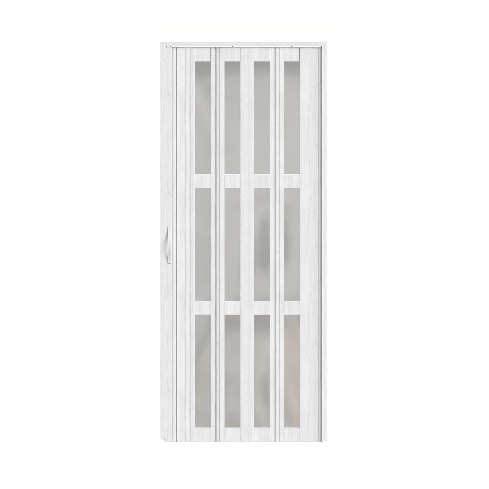 INMOZATA Folding Door Internal PVC Plastic Sliding Doors Features Transparent PVC Glass Internal Doors with Handle Sliding Concertina Door Panel Divider(15 * 20.5 * 216.5cm,Transparent Glass)