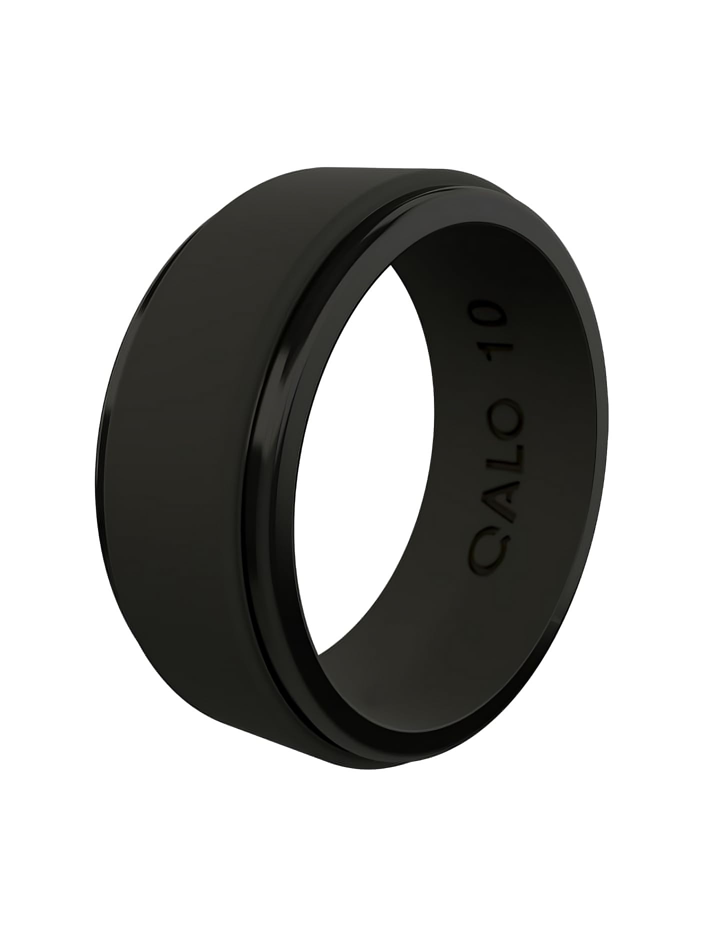 QALO Men's Silicone Wedding Band - 9mm Wide x 2mm Thick - Step Edge, Hexagonal & Engraved Mens Silicone Wedding Ring - Breathable Comfort Fit Rubber Rings Men - Durable Engagement Rings for Him