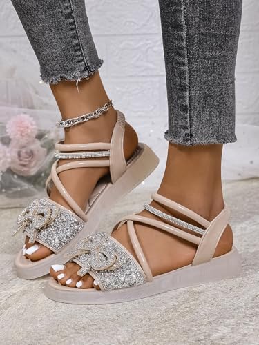 Women's summer casual sandals with exposed toe cross-straps, fashionable Roman shoes, anti-slip and wear-resistant, daily outdoor beach2