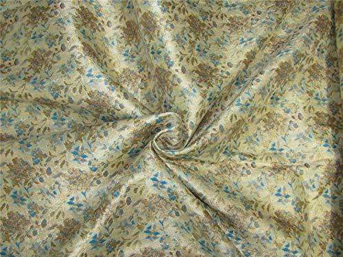 Tissu brocart doré x bleu 152 cm pour des créations inoubliables