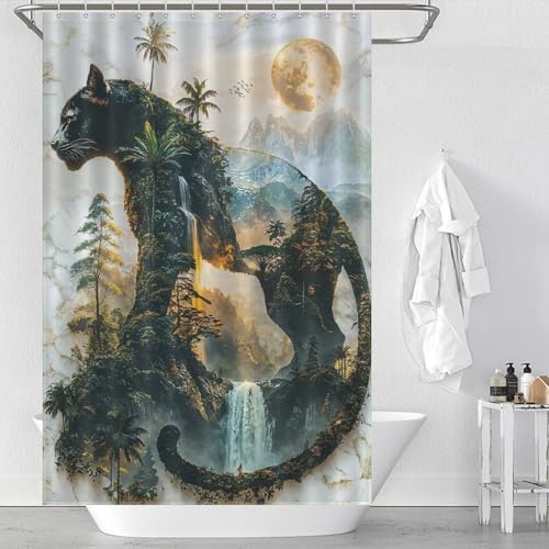 Rideau de douche en tissu doux lavable pour cabine et baignoire - 2