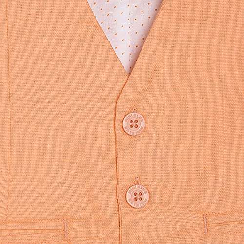 Image of miniklub Baby Front Open Sleeveless Woven Cotton Waist Coat (Orange Color)