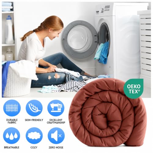 Image of EASELAND Full Size Down Alternative Comforter, Terracotta, 82x86 Inches | Quilted Duvet Insert for All Seasons, Soft Lightweight Bedding with Corner Tabs, Breathable Machine Washable Hotel Quality