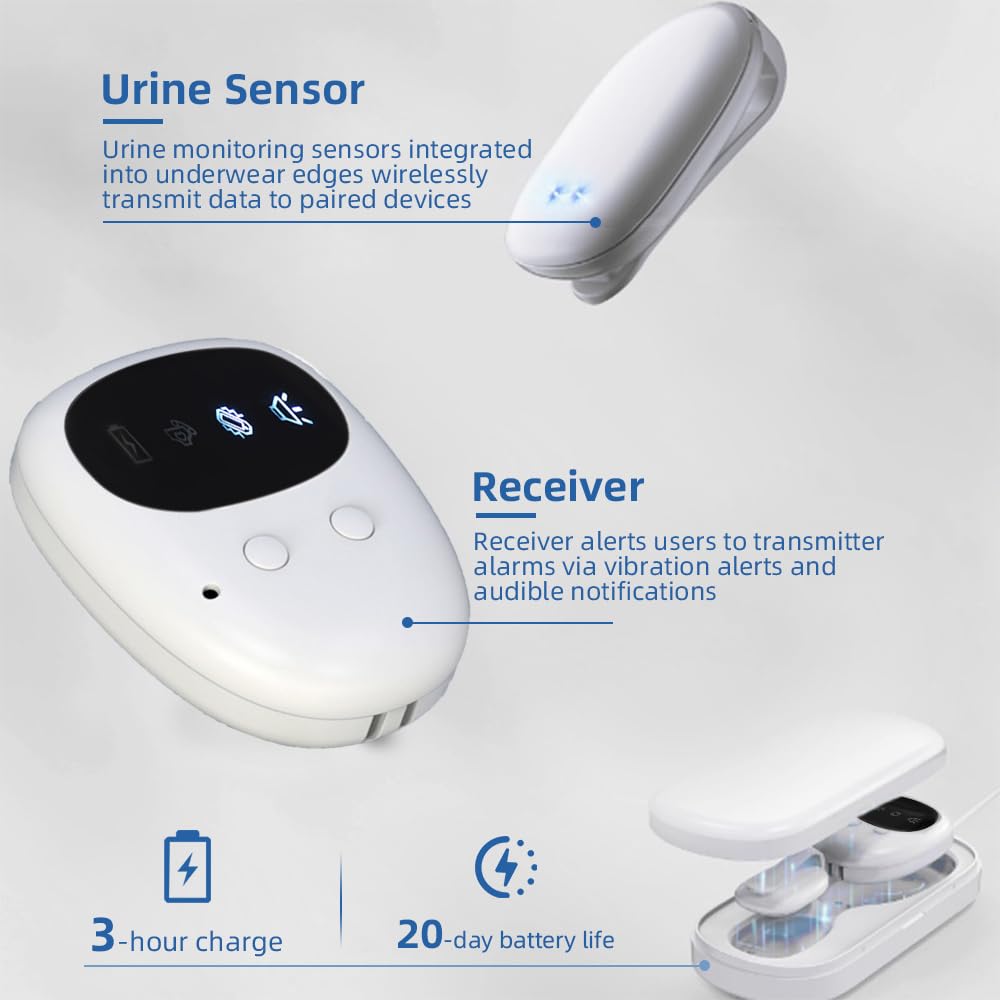 Wireless Allarme Enuresi Notturna, SGZIOO Allarme Pipì per Ragazzi Grils Vasino per Bambini Cura Degli Anziani Batteria Integrata con Suono 3 Modalità di Allarme
