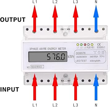 DIN Rail Three-Current Meter Electricity Meter DIN Rail 3-Phase Display Electricity Meter Energy Consumption Digital Electricity Meter 3-Phase KWh Counter 20-80 A 220/380 V Three-Current