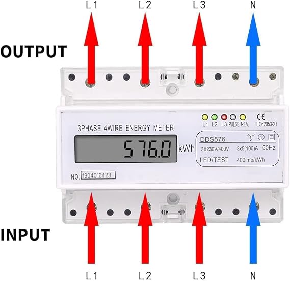 DIN Rail Three-Current Meter Electricity Meter DIN Rail 3-Phase Display Electricity Meter Energy Consumption Digital Electricity Meter 3-Phase KWh Counter 20-80 A 220/380 V Three-Current
