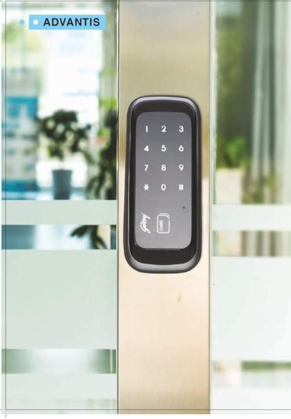 Godrej Locking Solutions and Systems Advantis Crystal Digital Lock for Glass Door, Pin + RFID, Autolocking Digital Lock for Office, Hotel & Home Glass Door (Pack of 1, Black)