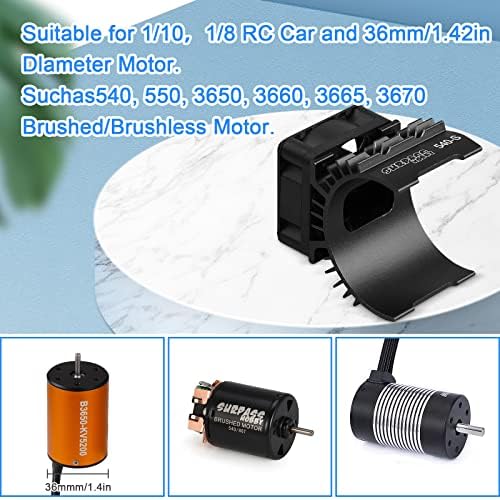 ARRAROWN RC Cooling Fans 28000rpm 30mm Motor Fan with Metal Heatsink 3650 3660 540 550 Brushless Motor Replacement Parts for 1/10 RC Car Diameter 36-38mm Brushless Motor