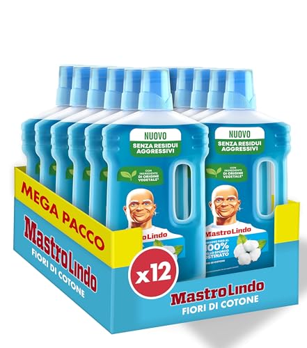 Mastro Lindo Liquido Detergente Per Pavimenti Multiuso Al Profumo Fiori di Cotone 0.93 ML. Rimuove Fino Al 100% Di Sporco E Grasso