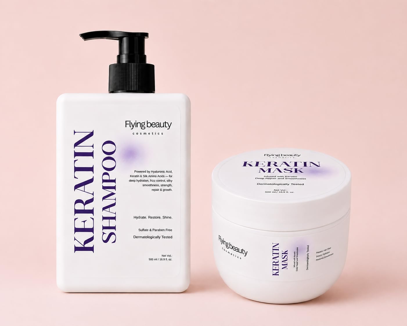 Keratin Shampoo + Mask for Strength & Hair Fall Control | Complete Repair Kit | Reduces Breakage Deep Hydration & Smoothness | Sulfate Paraben Free | 500ml Each | Dermatologically Tested-image-39