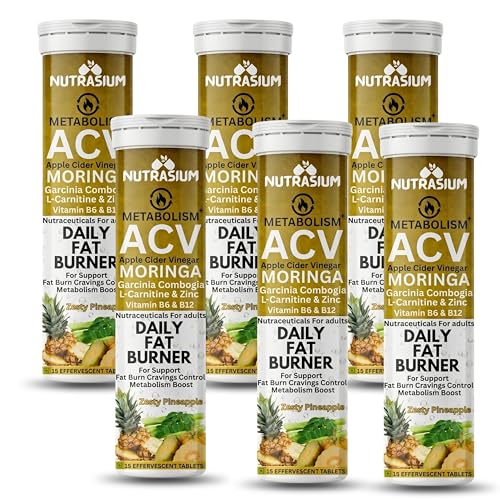 Image of Nutrasium ACV Moringa Metabolism Plus | Apple Cider Vinegar Effervescent Tablet | For Supports Weight Loss, Control Cravings, Convert Fat Into Energy, Boost Energy & Immunity | 90 Tablets Pineapple