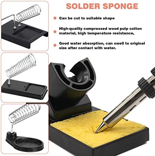 15Pcs Soldering Tip Cleaner, Brass Tip Cleaner Kit, Soldering Iron Holder+6PCS Brass Soldering Tip Cleaning Ball+2Pcs Tin Scraper+6Pcs Soldering Tip Cleaning Sponge for Cleaning Solder Irons and Tips