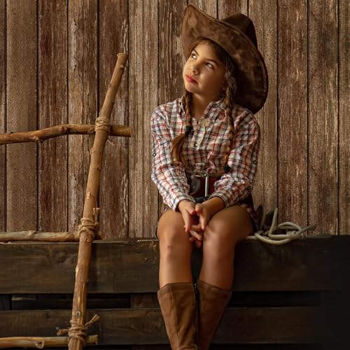 Image of Kochorie 100 Ft x 54 Inch Wood Grain Tablecloth Roll in Slide Cutter Box Disposable Rustic Backdrop Vintage Table Cover Western Themed Bulletin Board Plastic Roll for Barn Birthday Classroom Decor