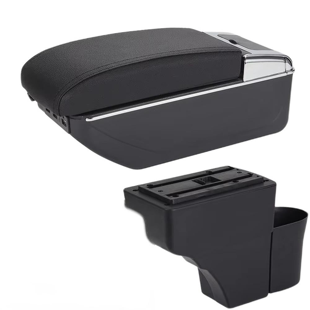 For Nissan Note Car Armrest Box Retrofit Parts Storage Box Ashtray Interior Parts(A2 Black line 7USB)