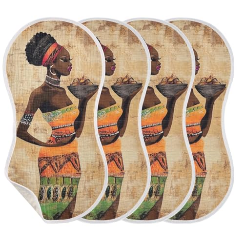1 Pack African Women Art Muslin Burp Cloths Cotton Absorbent Baby Burping Rags for Boys Girls Soft Newborn Burp Bibs, 22 x 11 Inch3