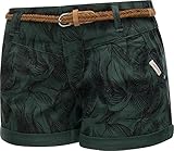 Ragwear Damen Kurze Hose Sommer-Shorts aus Biobaumwolle mit Flechtgürtel Heeven Organic Dark Green Gr. 27