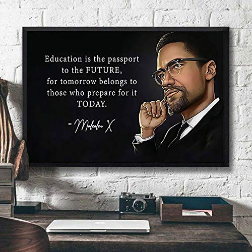 TammieLove Cartel de Malcolm X de Malcolm con cita de Malcolm X Portrait Malcolm X - Cartel vintage con texto en inglés "Derechos civiles" (20,3 x 30,5 cm) Cover