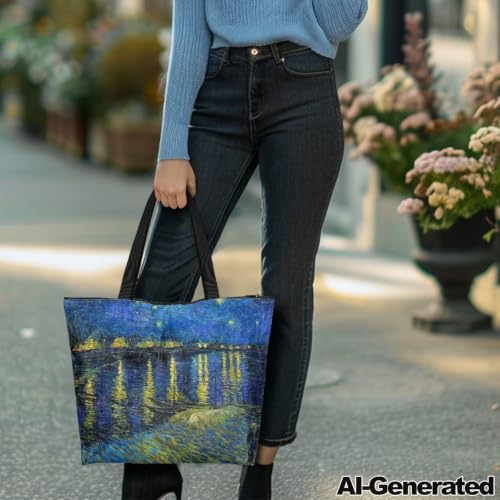 Image of Art Lover Zippered Tote Bag Waterproof Large Work Tote Bags, Artwork Women's Purse Handbags Travel Totes