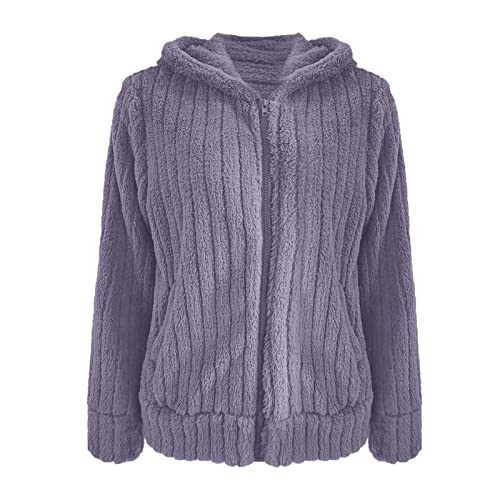 Ski Jackets For Women, Casual Winter Open Front Homewear Cardigans Womans Long Sleeve With Pockets Comfortable Coats Hoody Slim Puffy Colorblock Cardigan Women Purple #TOP3