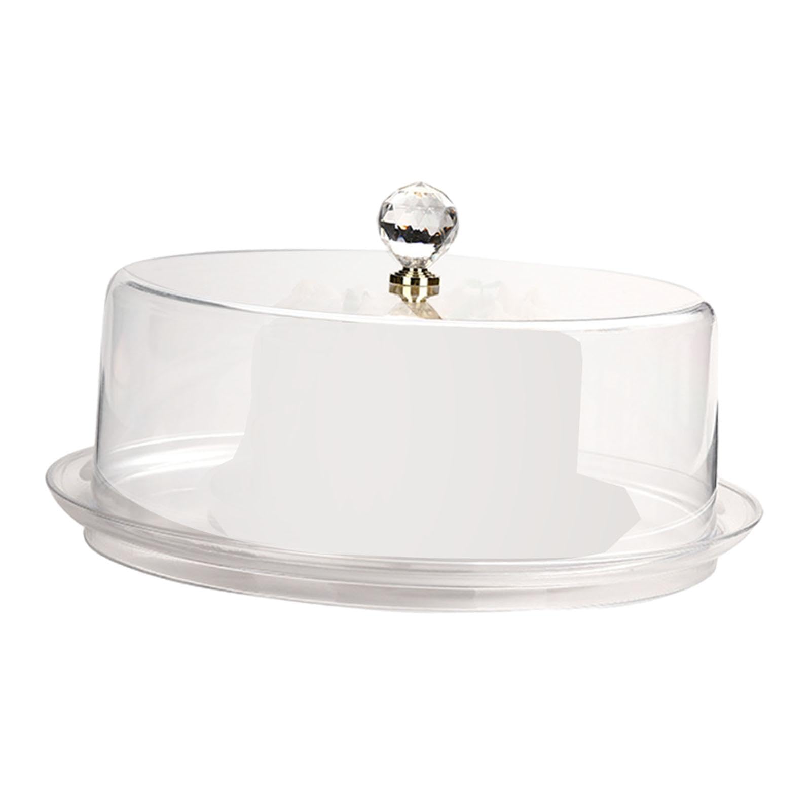 perfk Soporte para Tartas de acrílico con Tapa en Forma de cúpula, Bandeja para Tartas Transparente y Redonda, Soporte para Tartas Cubierto para Cocina, 34 X 34 X 13 Cm