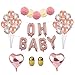 Kwayi Baby Shower Decoration Set, Rose Gold Theme Baby Shower Decoration With OH BABY Banner Rose Gold Balloon And Tissue Paper Pom Poms Toal 35PCS For Baby Shower Party Decoration