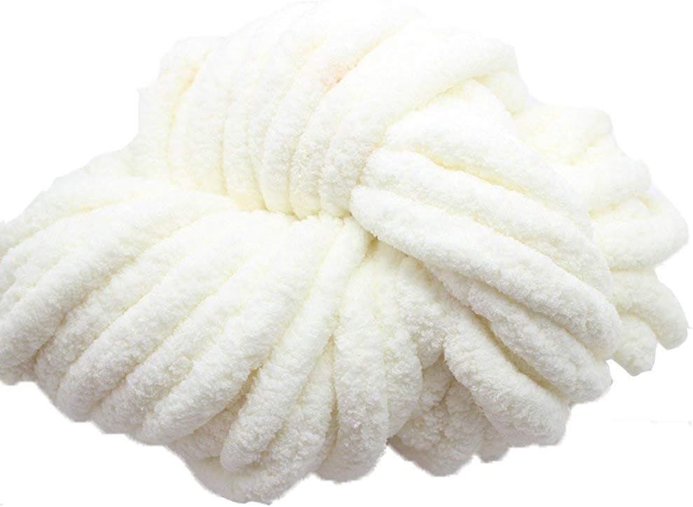 250g Bulk Chenille Chunky Yarn,Blanket Making Kit,Cream