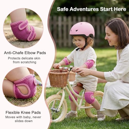 Image of Toddler Helmet and Knee Pads Set for 1-3 Years Old, Kids Bike Helmets with Toddler Knee Pads and Elbow Pads Set, Adjustable Baby Helmet for Balance Bike, Scooter, Tricycle, Bicycle