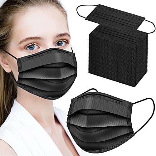 100 Pack Disposable Face Masks, 3 Ply Filter Protection Black Disposable Face Masks - Image 8