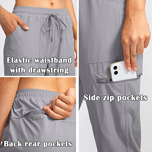 Viodia Women's Hiking Cargo Pants With Pockets Quick Dry Upf50+ Water-Resistant Pants For Women Golf Travel Climbing Pants Light Grey #TOP3