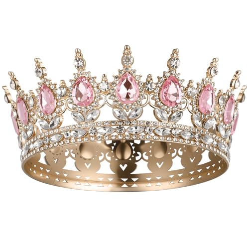 AOOSA Corona Reina, Tiara Redonda, Redonda Completa Chica de Cristal Tiaras Diamantes de Imitación Brillantes, Tiaras Novia Hermoso para Bodas, Fotografía, Fiestas de Cumpleaños, Fiestas de disfraces