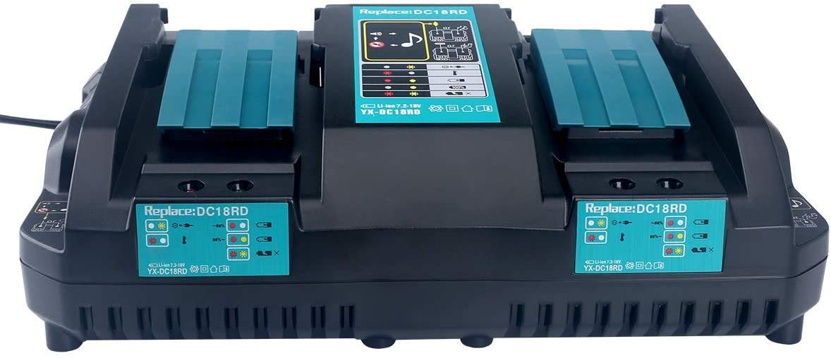Cargador de doble puerto DC18RD, cargador rápido para Makita 18 V DC18RC DC18RA DC18SF, Makita batería 18 V BL1850B BL1860B BL1830B BL1440B BL1430B BL1415