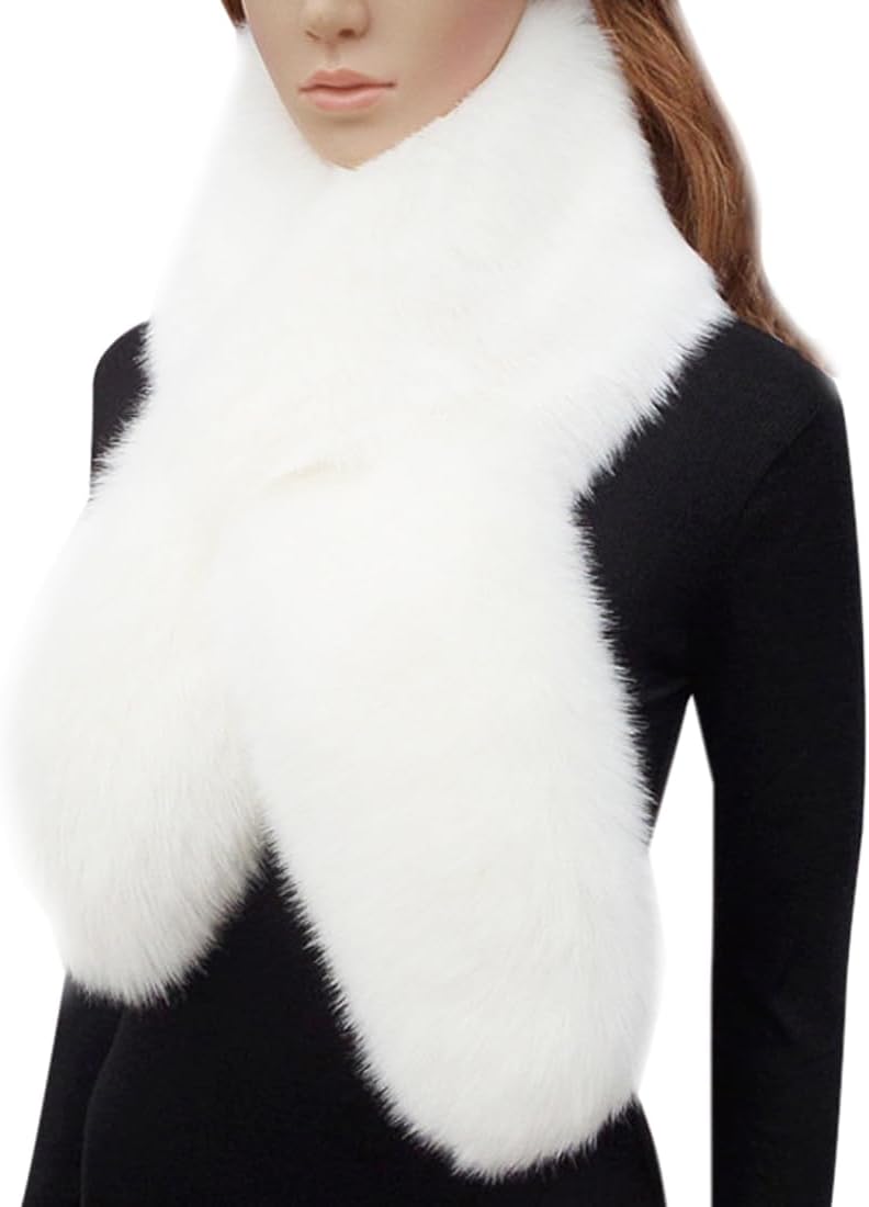 Harssidanzar Women Winter Warm Faux Fur Scarf Collars Soft Fluffy Thick Long Neck Warmer KL602US - Image 3