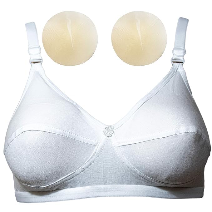 Women's Cotton Padded, With Removable Pads Wire Free Everyday Bra White
