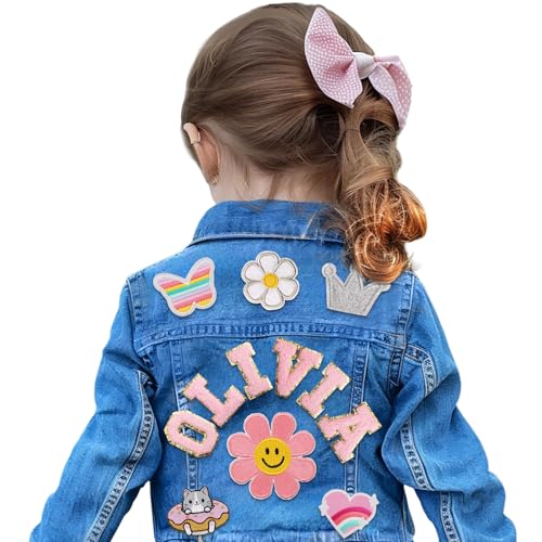 Custom Kids Denim Jacket with Name, 1-8 Year Old Boys Girls Back To School Gifts, Long Sleeve Jean Jacket for Toddlers - Spring&Fall Outerwear Jackets Gifts