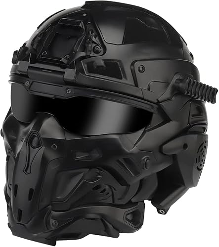 Casco tattico con cuffie rimovibili, ventola anti-appannamento e occhiali scorrevoli